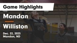 Mandan  vs Williston  Game Highlights - Dec. 22, 2023