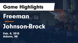 Freeman  vs Johnson-Brock  Game Highlights - Feb. 8, 2018