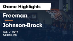Freeman  vs Johnson-Brock  Game Highlights - Feb. 7, 2019