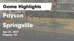 Payson  vs Springville  Game Highlights - Jan 31, 2017