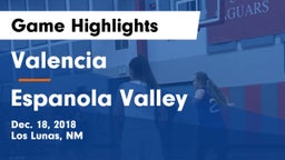 Valencia  vs Espanola Valley  Game Highlights - Dec. 18, 2018