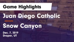 Juan Diego Catholic  vs Snow Canyon  Game Highlights - Dec. 7, 2019