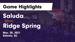 Saluda  vs Ridge Spring Game Highlights - Nov. 30, 2021