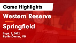 Western Reserve  vs Springfield  Game Highlights - Sept. 8, 2022