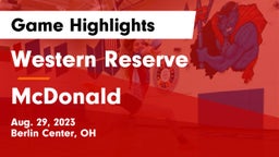 Western Reserve  vs McDonald Game Highlights - Aug. 29, 2023