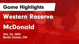 Western Reserve  vs McDonald Game Highlights - Oct. 26, 2023