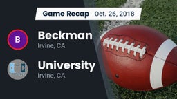 Recap: Beckman  vs. University  2018