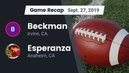Recap: Beckman  vs. Esperanza  2019