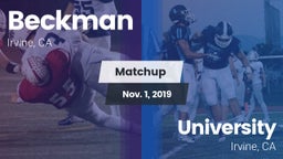Matchup: Beckman  vs. University  2019