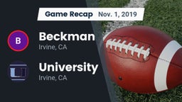 Recap: Beckman  vs. University  2019