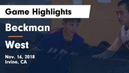 Beckman  vs West  Game Highlights - Nov. 16, 2018