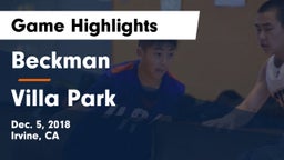Beckman  vs Villa Park  Game Highlights - Dec. 5, 2018