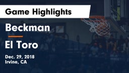 Beckman  vs El Toro  Game Highlights - Dec. 29, 2018