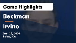 Beckman  vs Irvine  Game Highlights - Jan. 28, 2020