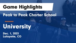 Peak to Peak Charter School vs University  Game Highlights - Dec. 1, 2023