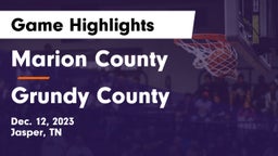 Marion County  vs Grundy County  Game Highlights - Dec. 12, 2023