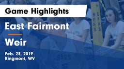 East Fairmont  vs Weir Game Highlights - Feb. 23, 2019