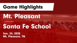 Mt. Pleasant  vs Santa Fe School  Game Highlights - Jan. 24, 2020