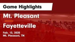 Mt. Pleasant  vs Fayetteville Game Highlights - Feb. 13, 2020