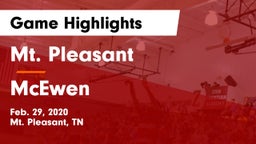 Mt. Pleasant  vs McEwen  Game Highlights - Feb. 29, 2020