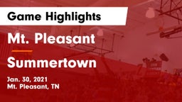 Mt. Pleasant  vs Summertown  Game Highlights - Jan. 30, 2021