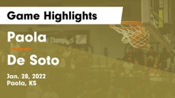 Paola  vs De Soto  Game Highlights - Jan. 28, 2022