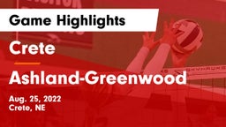 Crete  vs Ashland-Greenwood  Game Highlights - Aug. 25, 2022