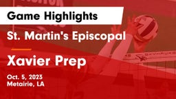 St. Martin's Episcopal  vs Xavier Prep  Game Highlights - Oct. 5, 2023
