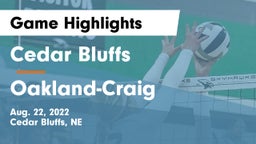 Cedar Bluffs  vs Oakland-Craig  Game Highlights - Aug. 22, 2022