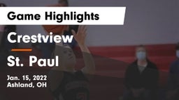 Crestview  vs St. Paul  Game Highlights - Jan. 15, 2022