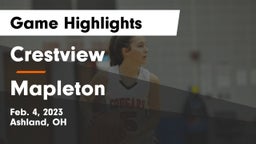 Crestview  vs Mapleton  Game Highlights - Feb. 4, 2023