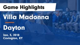 Villa Madonna  vs Dayton  Game Highlights - Jan. 5, 2018