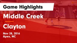 Middle Creek  vs Clayton  Game Highlights - Nov 28, 2016