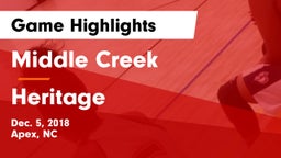 Middle Creek  vs Heritage Game Highlights - Dec. 5, 2018