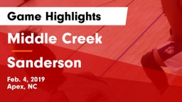 Middle Creek  vs Sanderson  Game Highlights - Feb. 4, 2019