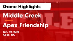 Middle Creek  vs Apex Friendship  Game Highlights - Jan. 10, 2023