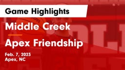 Middle Creek  vs Apex Friendship  Game Highlights - Feb. 7, 2023
