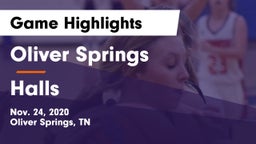 Oliver Springs  vs Halls Game Highlights - Nov. 24, 2020