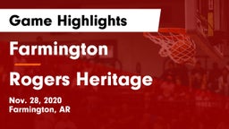 Farmington  vs Rogers Heritage  Game Highlights - Nov. 28, 2020