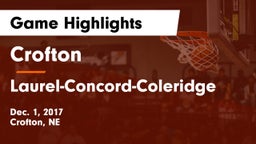 Crofton  vs Laurel-Concord-Coleridge  Game Highlights - Dec. 1, 2017