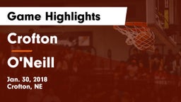 Crofton  vs O'Neill  Game Highlights - Jan. 30, 2018