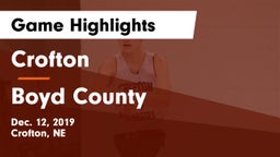 Crofton  vs Boyd County Game Highlights - Dec. 12, 2019