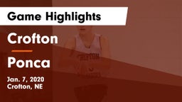 Crofton  vs Ponca  Game Highlights - Jan. 7, 2020