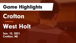 Crofton  vs West Holt  Game Highlights - Jan. 12, 2021