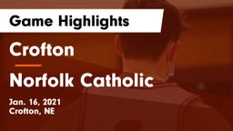 Crofton  vs Norfolk Catholic  Game Highlights - Jan. 16, 2021