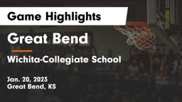 Great Bend  vs Wichita-Collegiate School  Game Highlights - Jan. 20, 2023