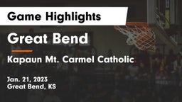 Great Bend  vs Kapaun Mt. Carmel Catholic  Game Highlights - Jan. 21, 2023