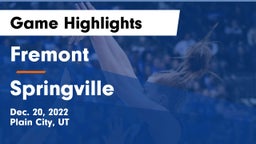 Fremont  vs Springville  Game Highlights - Dec. 20, 2022