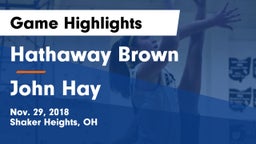 Hathaway Brown  vs John Hay  Game Highlights - Nov. 29, 2018