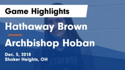 Hathaway Brown  vs Archbishop Hoban  Game Highlights - Dec. 5, 2018